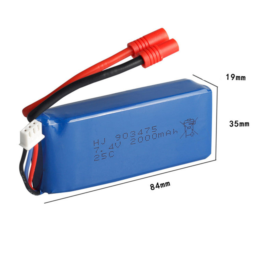 7.4V 2000mAh 903475 Li-Polymer バッテリー Wltoys 12428 12404 12423 RCカー用スペアパーツ