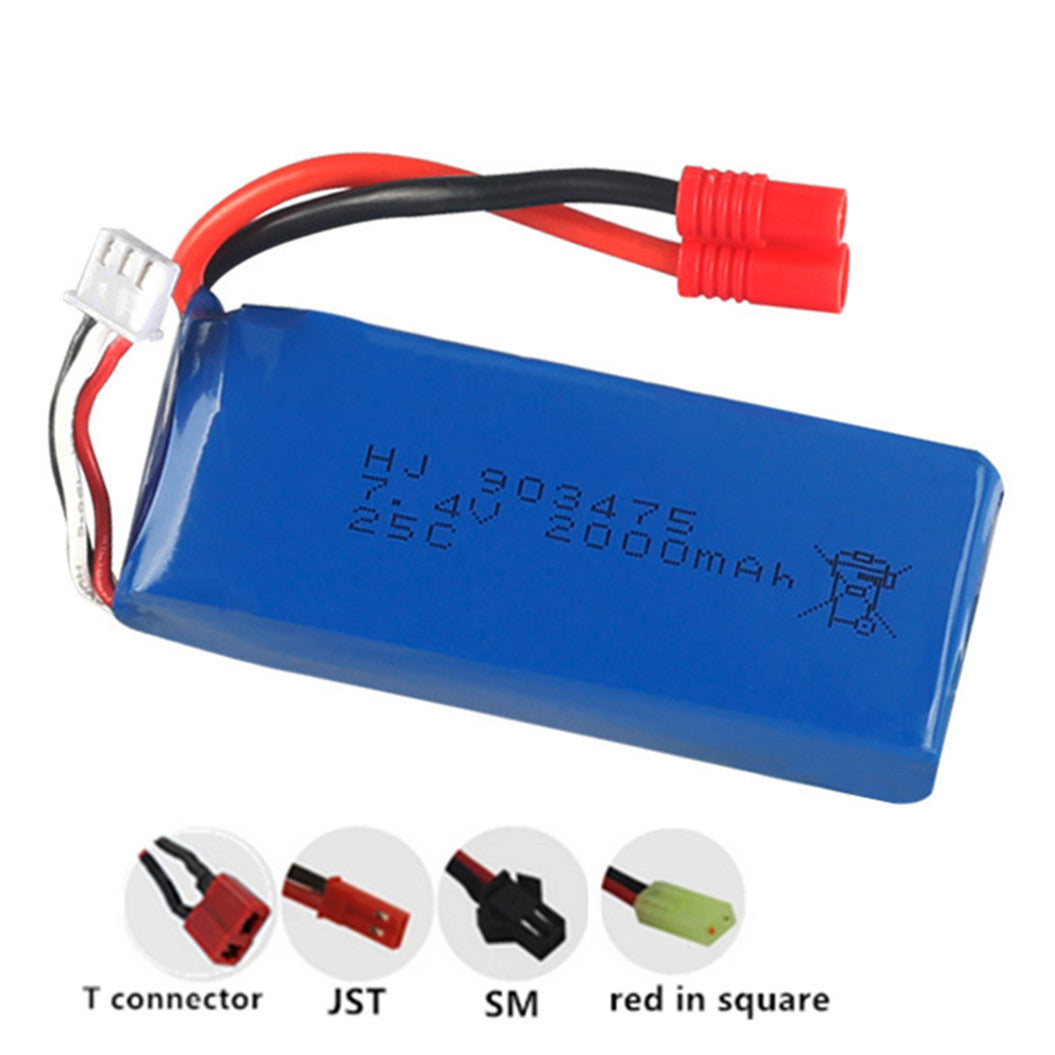 7.4V 2000mAh 903475 Li-Polymer バッテリー Wltoys 12428 12404 12423 RCカー用スペアパーツ