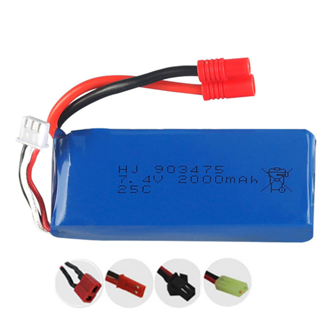 7.4V 2000mAh 903475 Li-Polymer バッテリー Wltoys 12428 12404 12423 RCカー用スペアパーツ