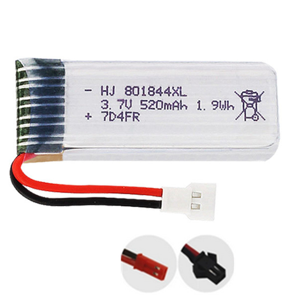 2 pieces 3.7v 520mAh 801844XL li-polymer battery for H107P RC Camera Drone Accessories