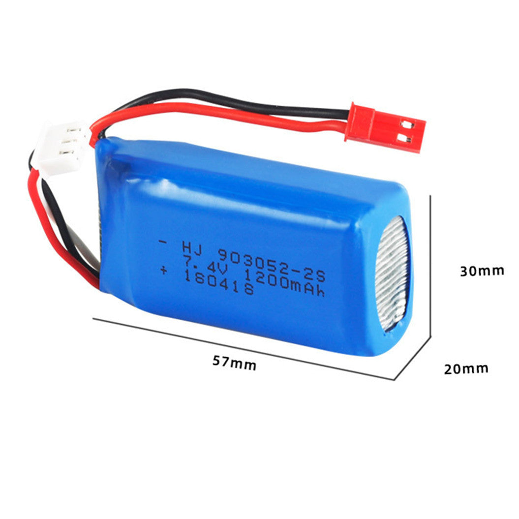 7.4V 1200mAh 903052 Li-Polymer バッテリー WLtoys V666 V262 RCカーおよびMJX X6 ドローン用
