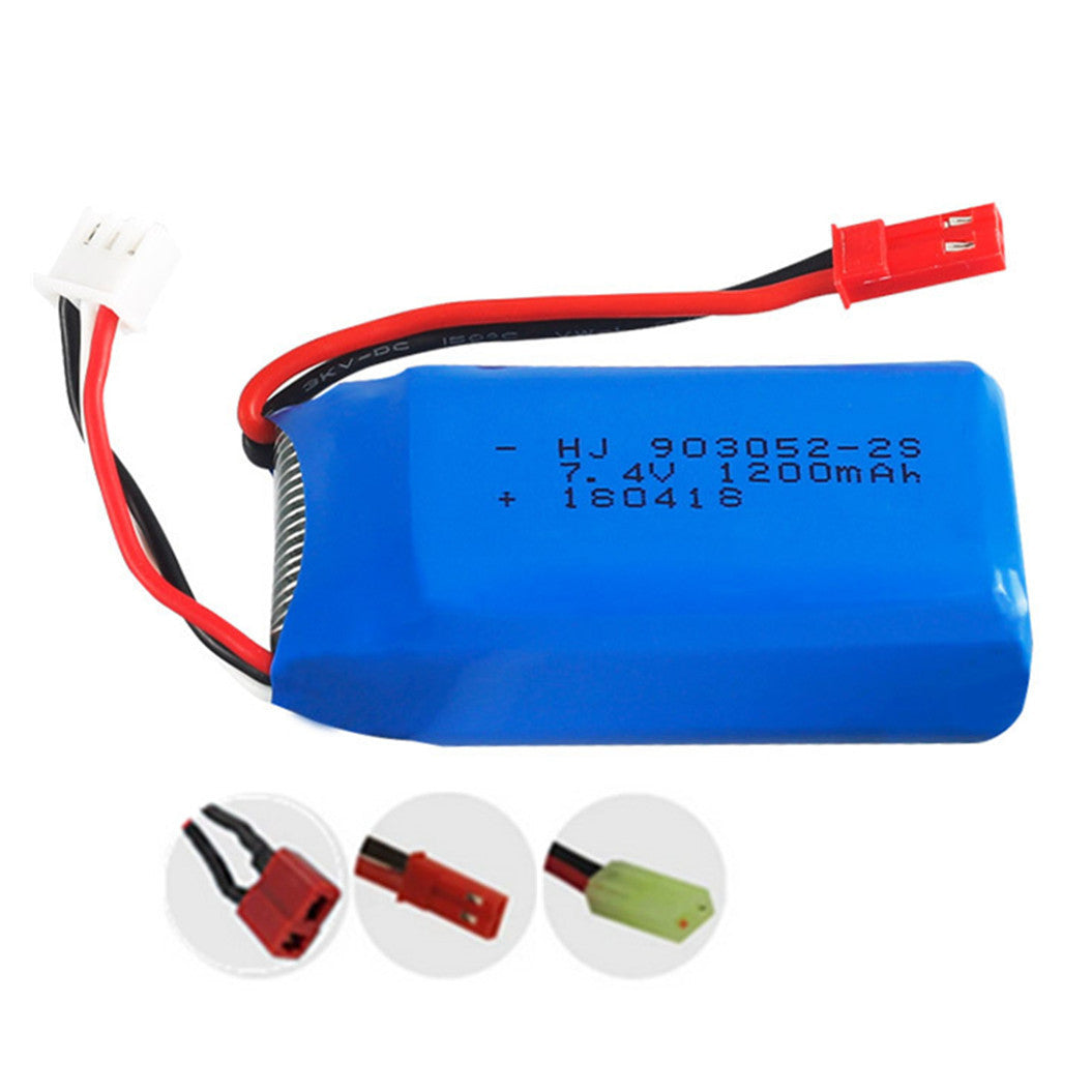 7.4V 1200mAh 903052 Li-Polymer バッテリー WLtoys V666 V262 RCカーおよびMJX X6 ドローン用