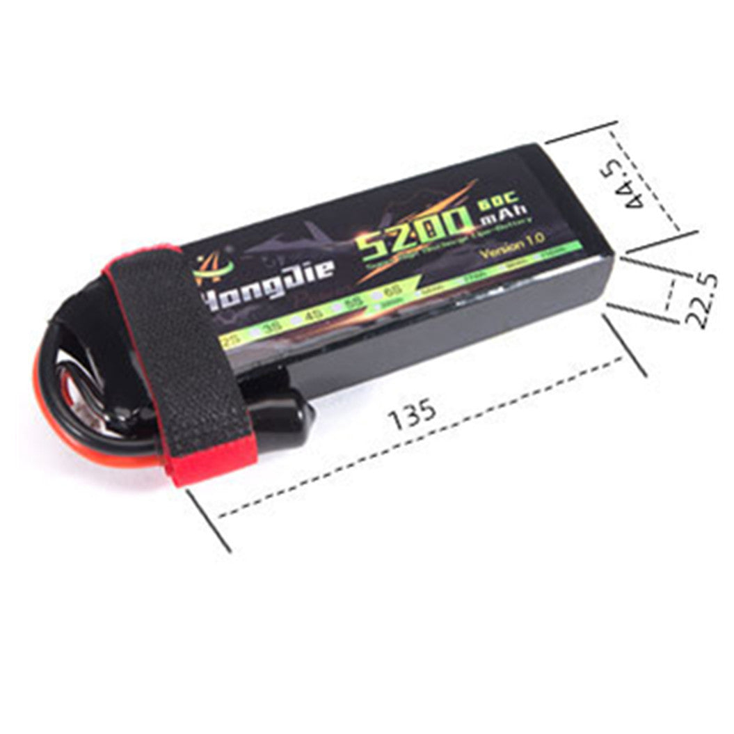 Batería de polímero de litio 7,4 V 5200 mAh 2S 1043125 para helicóptero, cuadricóptero y avión RC