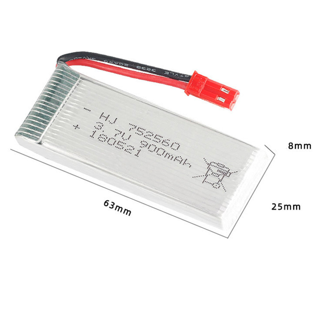Lot de 2 batteries lithium-polymère 3,7 V 900 mAh 752560 pour drone quadricoptère télécommandé 8807 8807W A6 A6W
