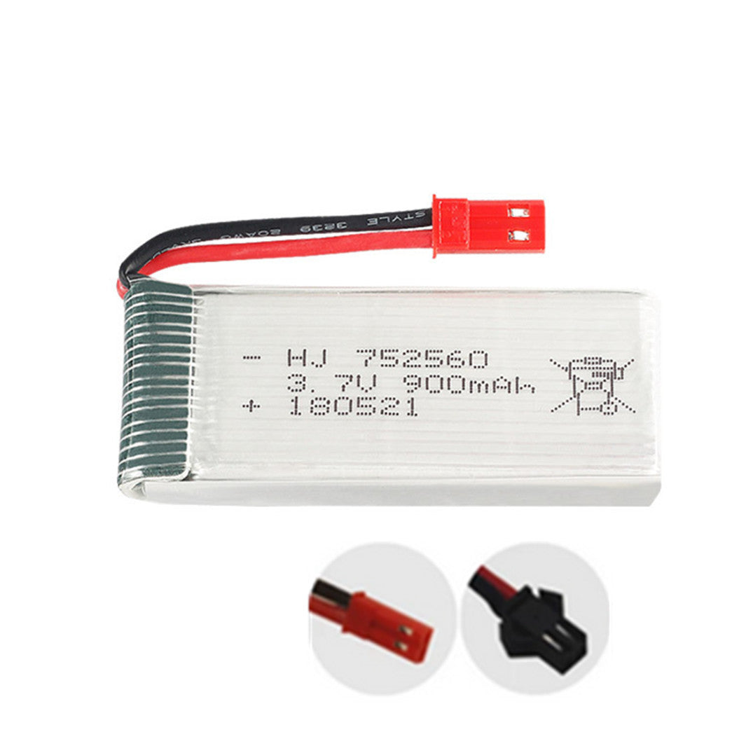 Lot de 2 batteries lithium-polymère 3,7 V 900 mAh 752560 pour drone quadricoptère télécommandé 8807 8807W A6 A6W