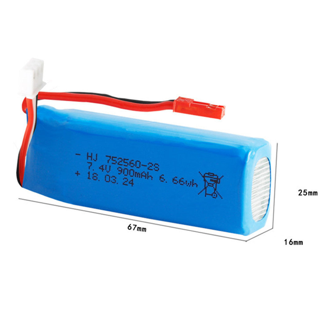 Bateria Li-Polymer 7.4V 900mAh 752560 para XK X520 XK X420 RC Quadcopter