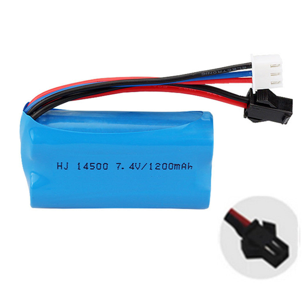3 piezas de batería de polímero de litio de 7,4 V, 1200 mAh, 14500 para pistola de agua de juguete eléctrica