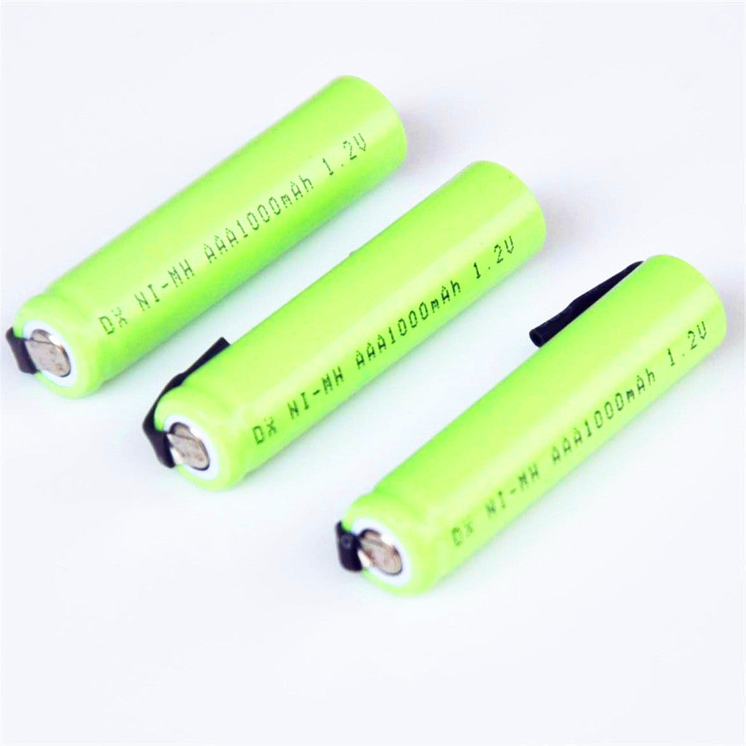 2 Stuks 1.2V AAA Oplaadbare Batterij Cel 1000mAh Lascontact voor Braun Elektrisch Scheerapparaat, Scheermachine, Tandenborstel