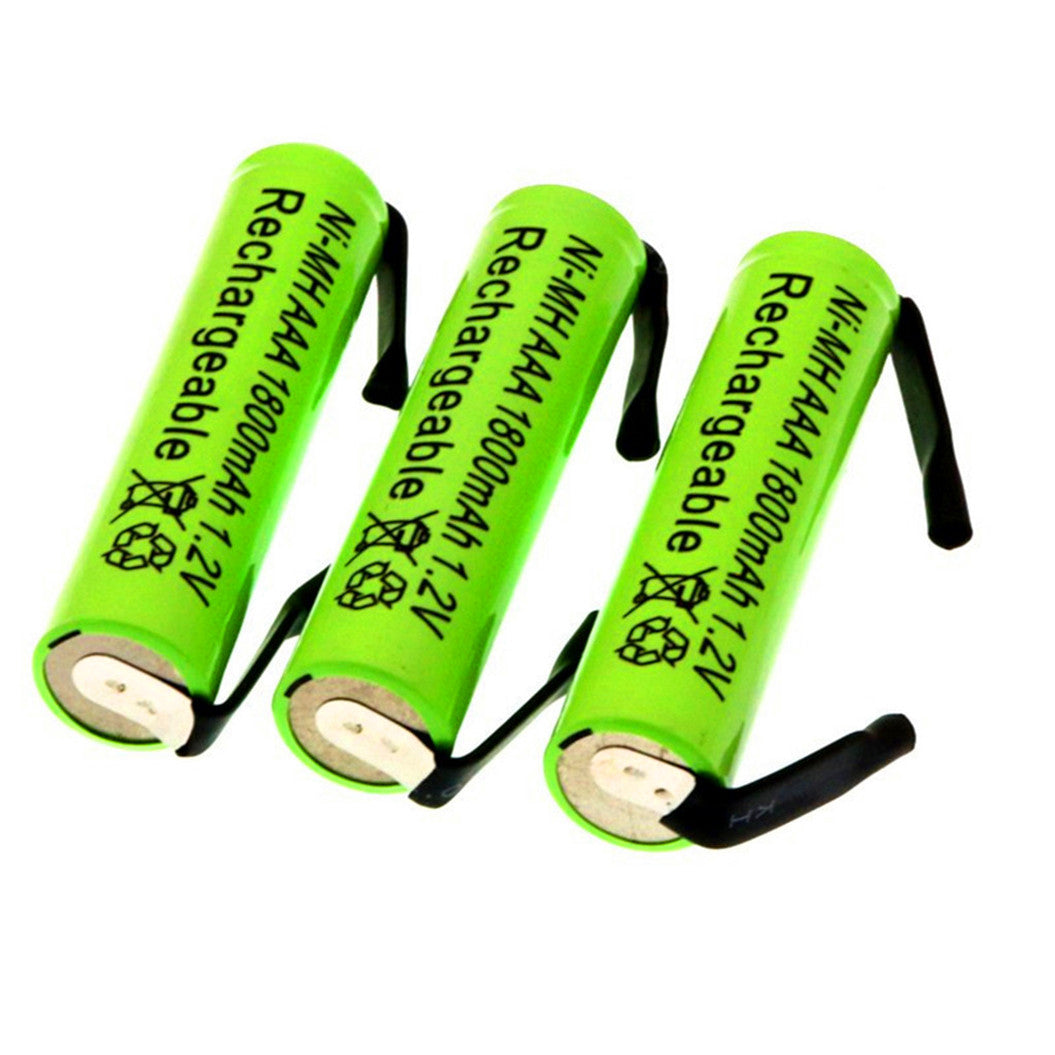 2 Stuks Ni-MH 1.2V 1800mAh AAA Batterij met Soldeertabs voor Braun Elektrische Scheerapparaten, Scheerapparaten, Tandenborstels