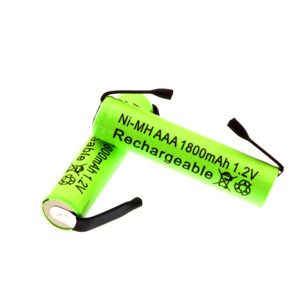 2 Stuks Ni-MH 1.2V 1800mAh AAA Batterij met Soldeertabs voor Braun Elektrische Scheerapparaten, Scheerapparaten, Tandenborstels