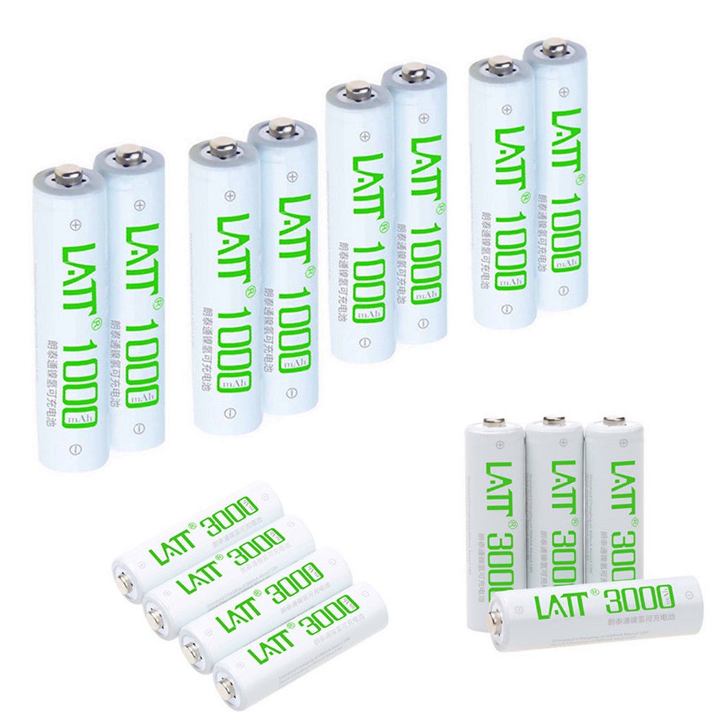 8 Stuks AA + 8 Stuks AAA Oplaadbare Batterijen (1.2V AA 3000mAh / 1.2V AAA 1000mAh)