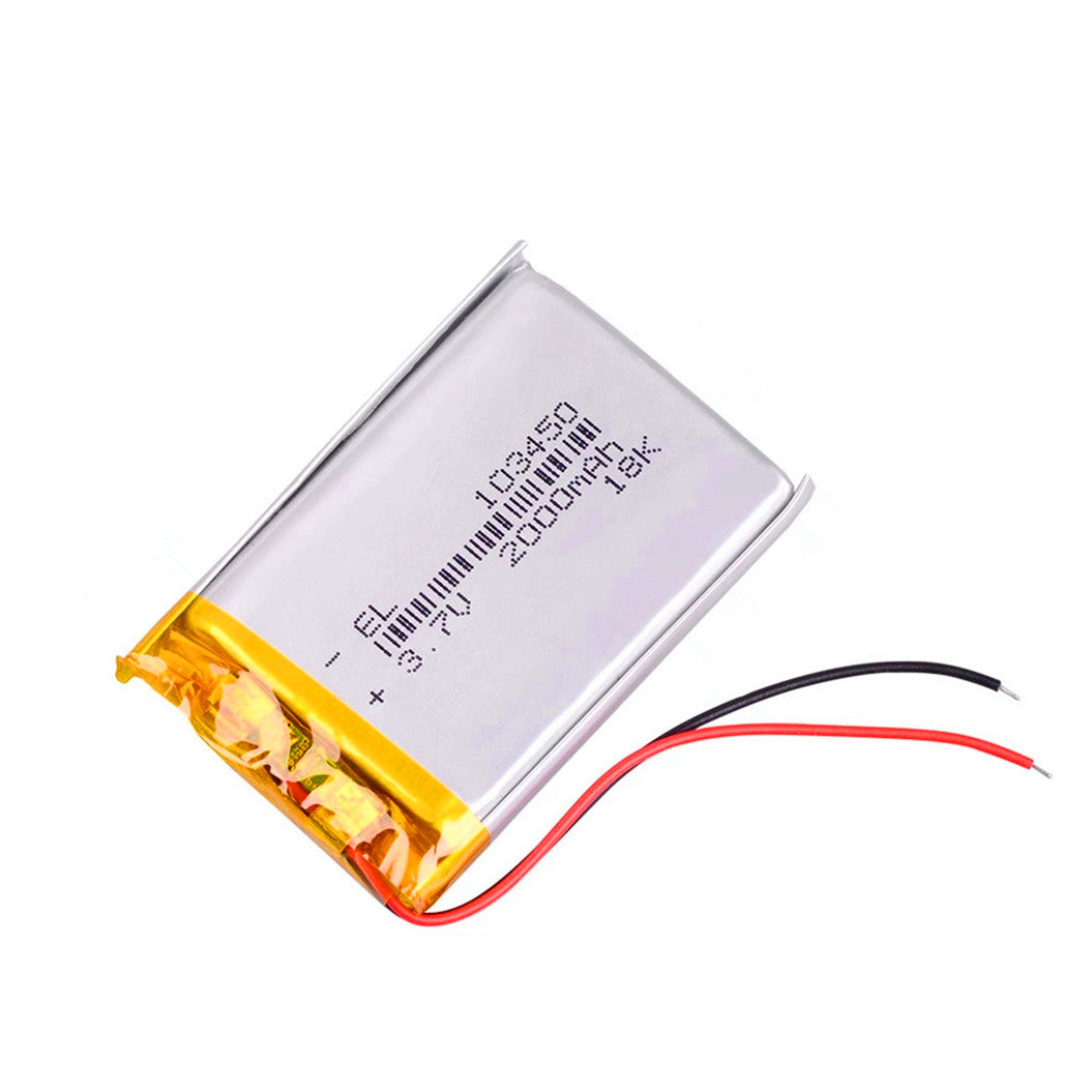Batería de polímero de litio 103450 de 3,7 V y 2000 mAh para navegador, DVR, cámara GPS