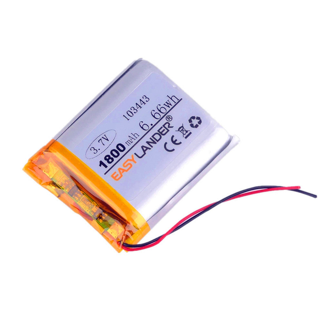 Bateria de Lítio Polímero 3.7V 1800mAh 103443 para Navegador GPS, DVR de Carro, Rádio TD-V26, JH-MD07D