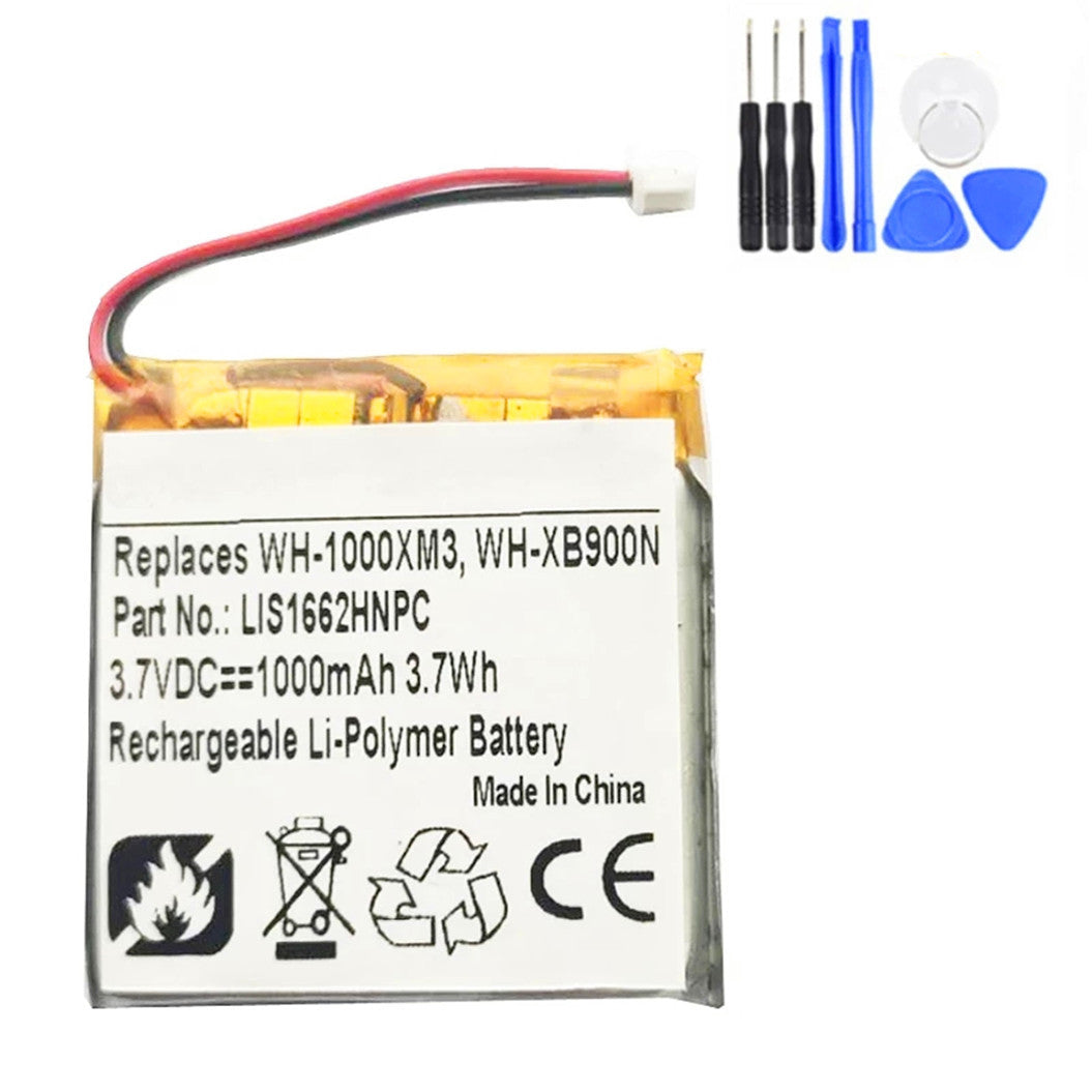 Batterie de remplacement LIS1662HNPC 1000mAh pour Sony WH-XB900N WH-CH710N WH-1000XM3 prise 2 fils + outils