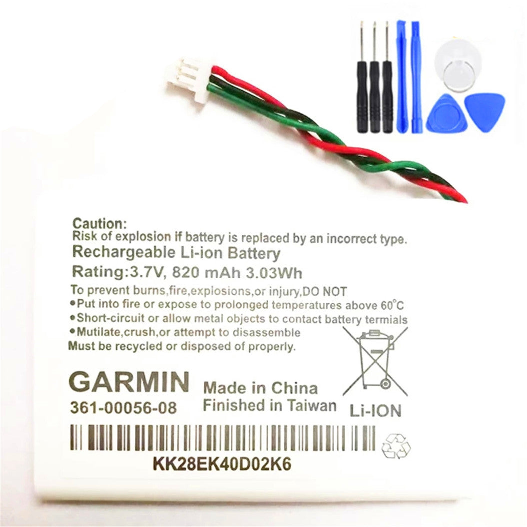 Batería de repuesto 361-00056-08 de 3,7 V y 820 mAh para Garmin Drive, acumulador de batería GPS de 60 LM, enchufe de 3 cables y herramientas
