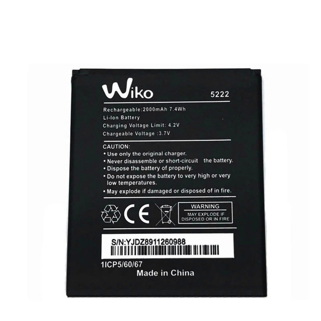 Batería de repuesto para teléfono móvil Wiko Rainbow Jam / Rainbow Lite de 3,7 V y 2000 mAh para Wiko 5222