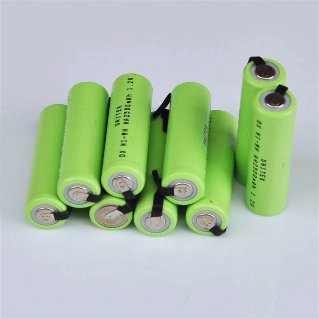 10 stuks Ni-MH 1.2V AA batterijen 2500mAh met laslappen voor Philips Braun elektrische scheerapparaten en tandenborstels