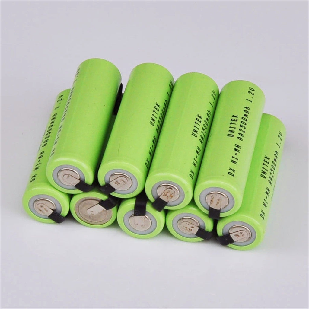 10 stuks Ni-MH 1.2V AA batterijen 2500mAh met laslappen voor Philips Braun elektrische scheerapparaten en tandenborstels