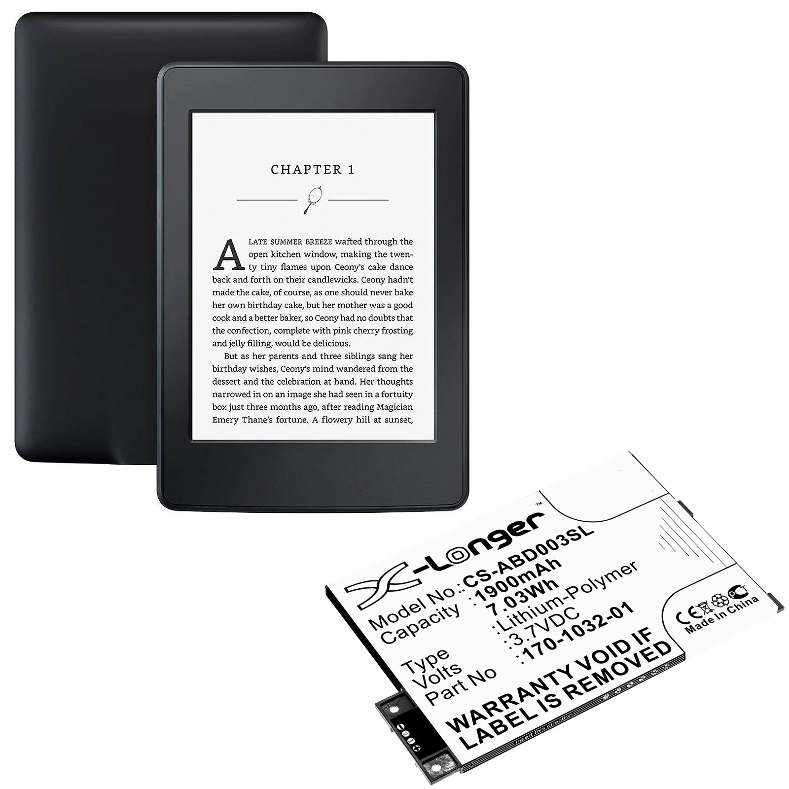 Batería de polímero de litio para libros electrónicos y lectores electrónicos Kindle 3, Kindle 3 Wi-Fi, Kindle 3G, Kindle Graphite, Kindle III, 3,7 V y 1900 mAh