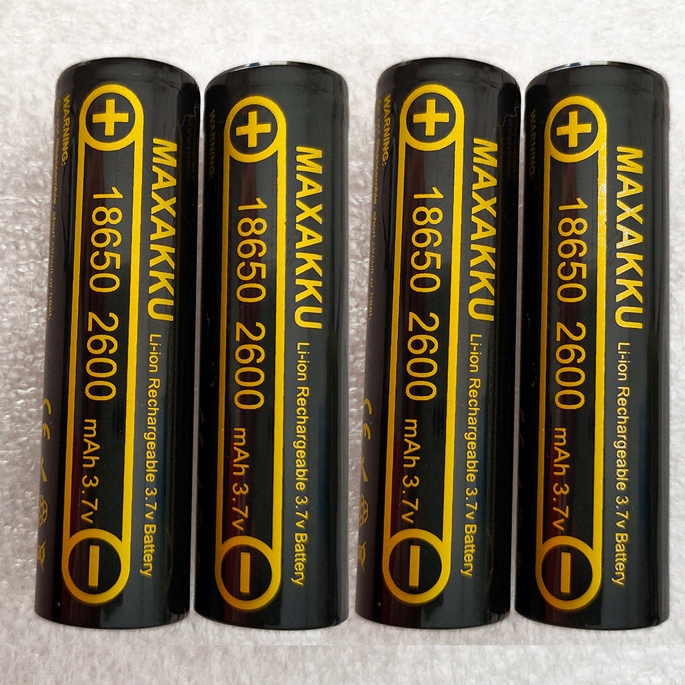 4PCS 3.7V 18650 2600mAh 充電式バッテリー ICR18650-26FM 安全バッテリー