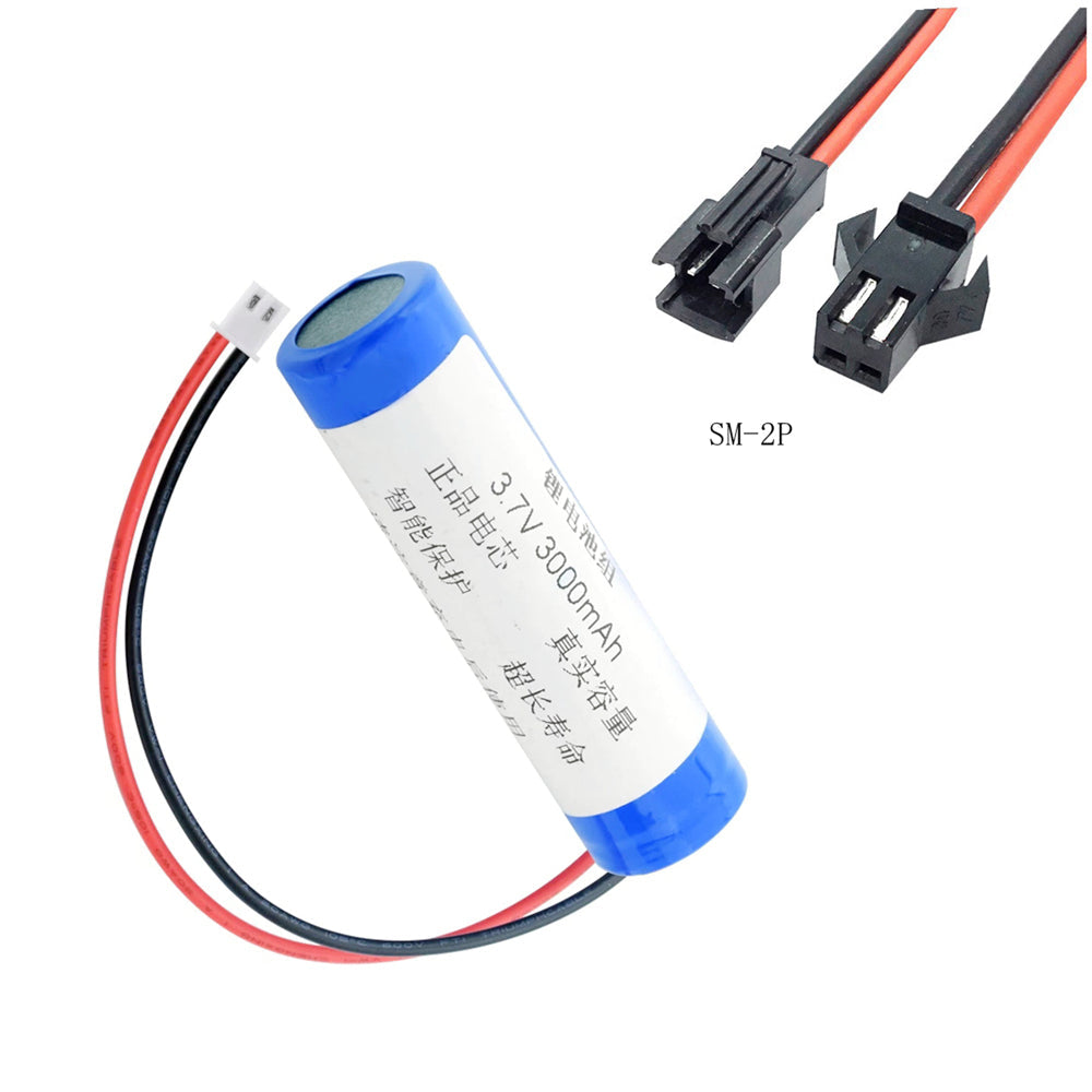 Bateria 3.7V 3000mAh 18650 Li-Ion Recarregável com Conector XH 2.54mm de 2 Pinos para RC Boat e Power Bank DIY