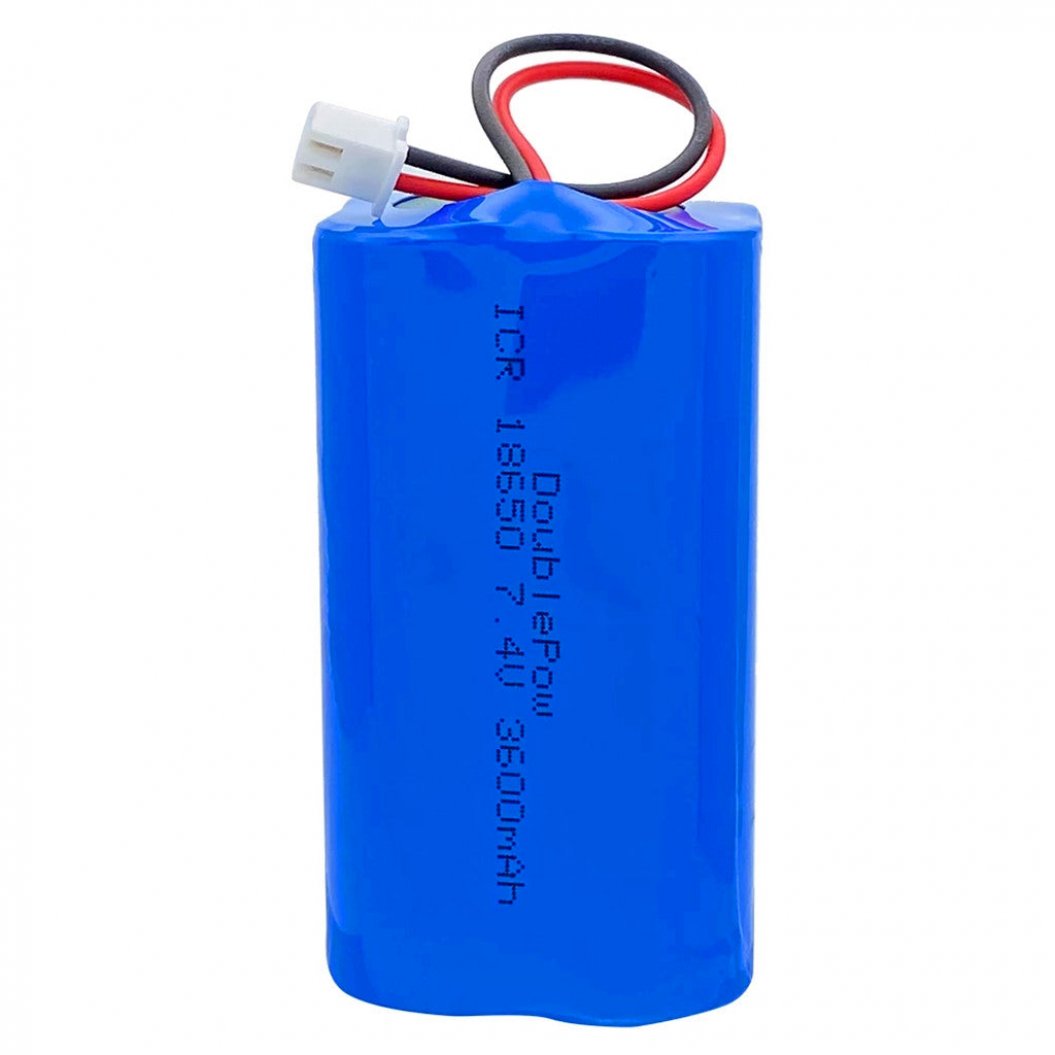 Batería de litio de 7,4 V 18650 6000 mAh, conector SM PH2.0 XH 2,54-2P con BMS para altavoz con luz LED