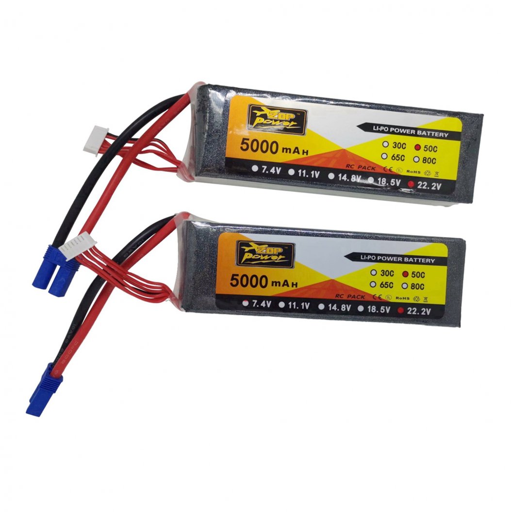 2x EC5 22.2V 5000mAh 50C 100C 6S RC Lithium Polymer Battery Align 7.2 Yak 54 Helicopter Drone