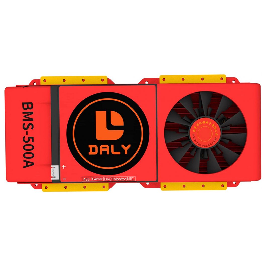Daly Smart BMS Li-ion Lifepo4 4S 12V Li-Ion 500A com Ventilador Bluetooth 52 130 257