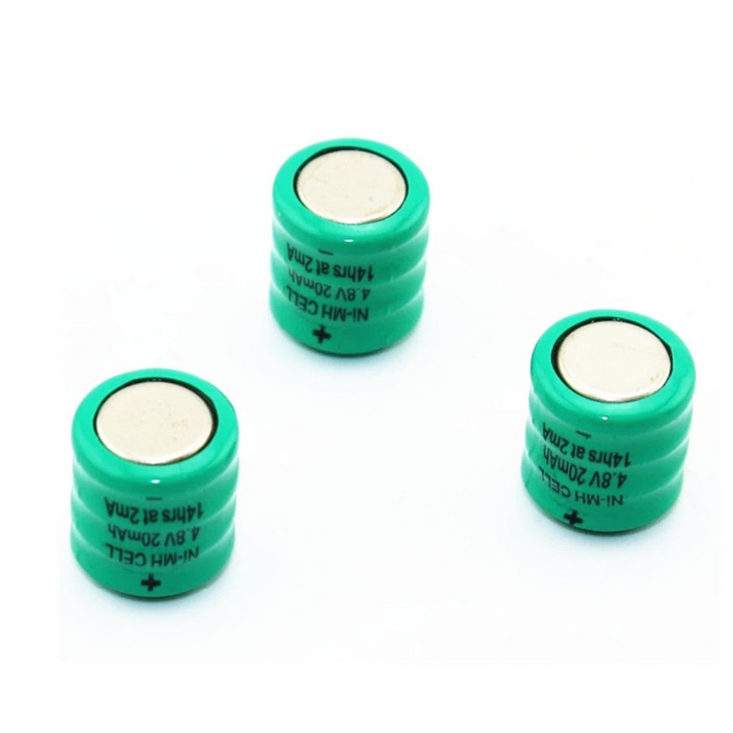 Lot de 3 piles bouton Ni-Mh 4,8 V 20 MAH pour lampe de poche LED de voiture 7575