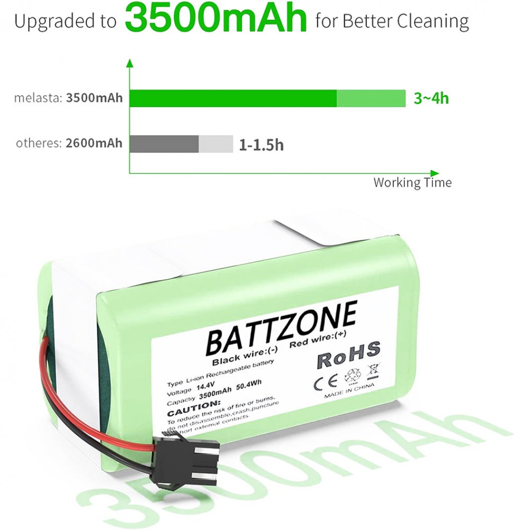 Batterie de remplacement Li-Ion 14,4 V 3500 mAh pour Tesvor Tesworth X500