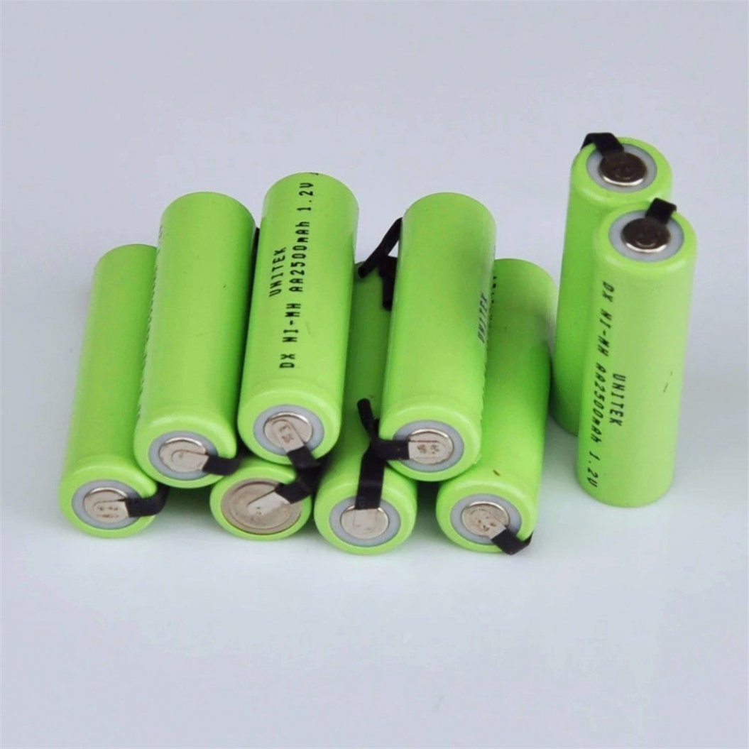 10 Peças de Baterias Recarregáveis Ni-MH 1.2V AA 2500mAh com Terminais de Solda