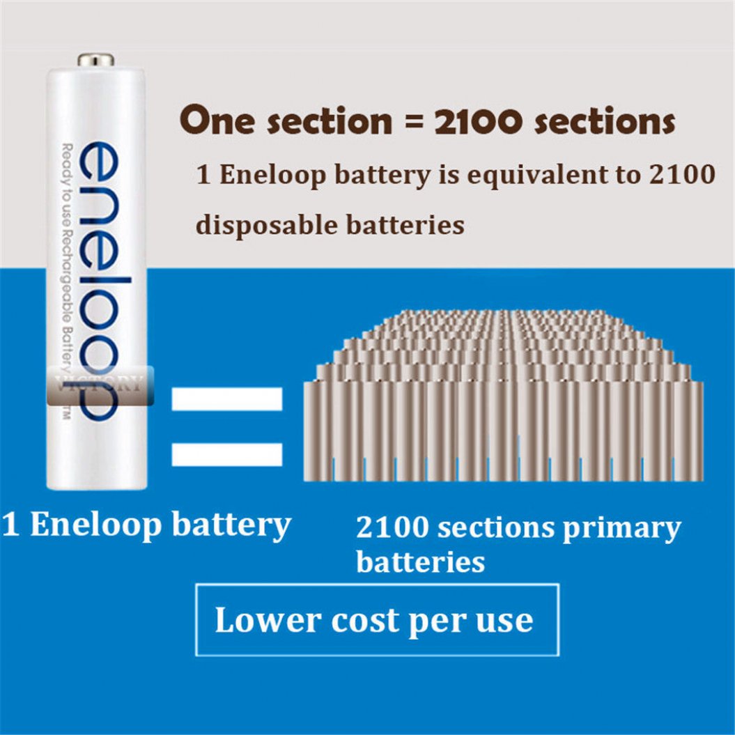 4 stuks Eneloop 800mAh AAA batterij voor camera, speelgoed, muis - Vooraf opgeladen 1.2V Ni-MH batterijen