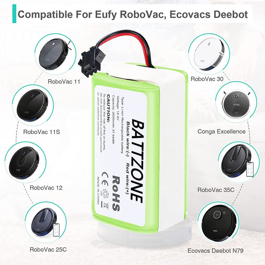 Bateria Li-Ion 14.4V 2600mAh para Aspirador Eufy RoboVac 11, 11S, 11S MAX, 12, 15C, 15C MAX, 15T, 30, 30C Max, 35C