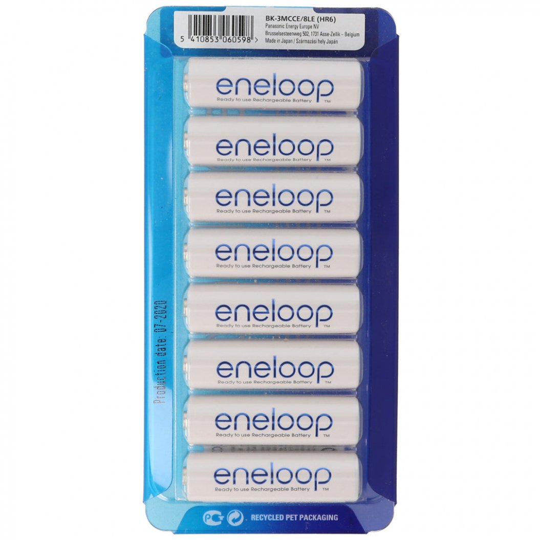 Eneloop 8 Peças 1900mAh 3UTGA Bateria AA (Pacote Único)