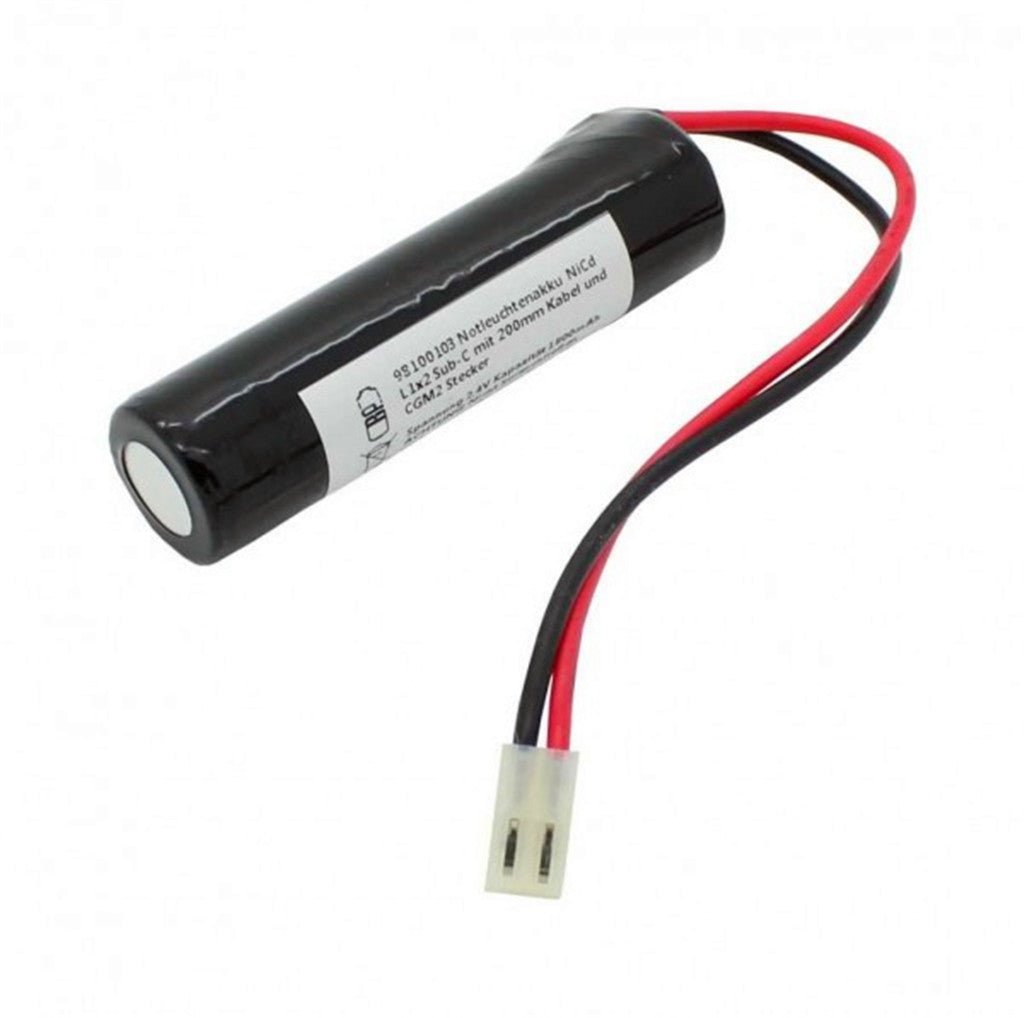 비상등 배터리 NiCd 2.4V 1800mAh L1x2 Sub-C - 200mm 케이블 및 CGM2 커넥터 (Elubat 275602 대체 가능)
