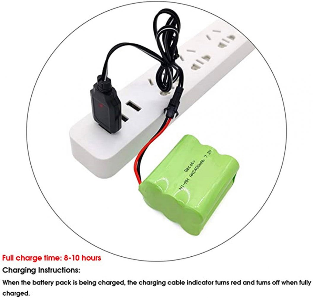 Batterie NI-MH 7,2 V 2400 mAh AA rechargeable avec connecteur SM 2P et câble de chargement USB
