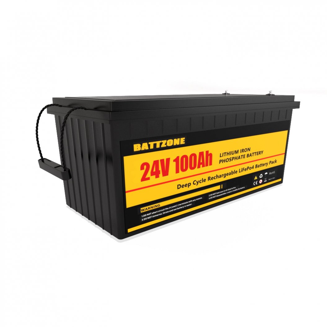24 V 100 Ah LiFePO4 battery with max 2560 W power 100 A BMS CE and RoHS certificates perfect for motorhomes boats