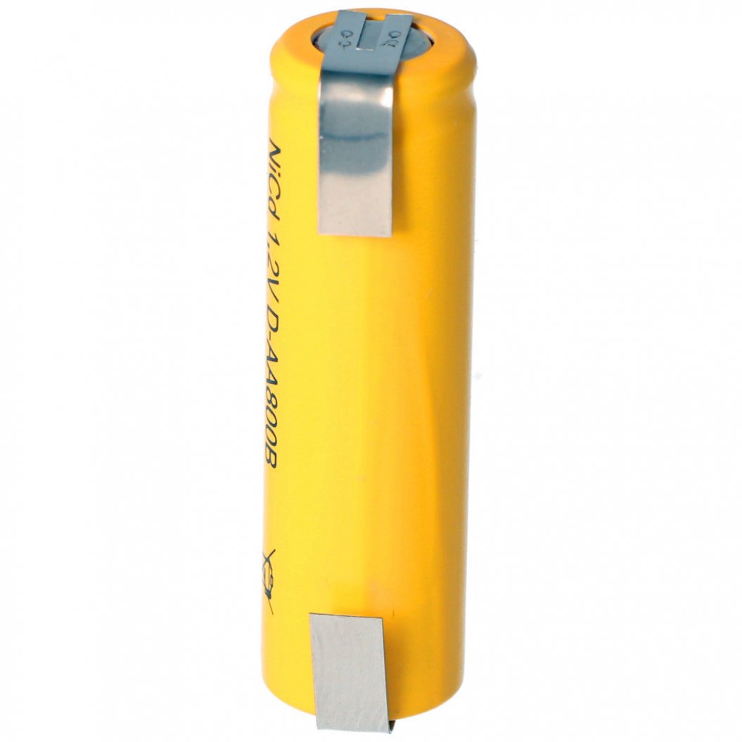 Bateria Níquel-Cádmio (NiCD) Tipo Mignon 1.2V 800mAh AA com Terminais de Solda em Forma de U