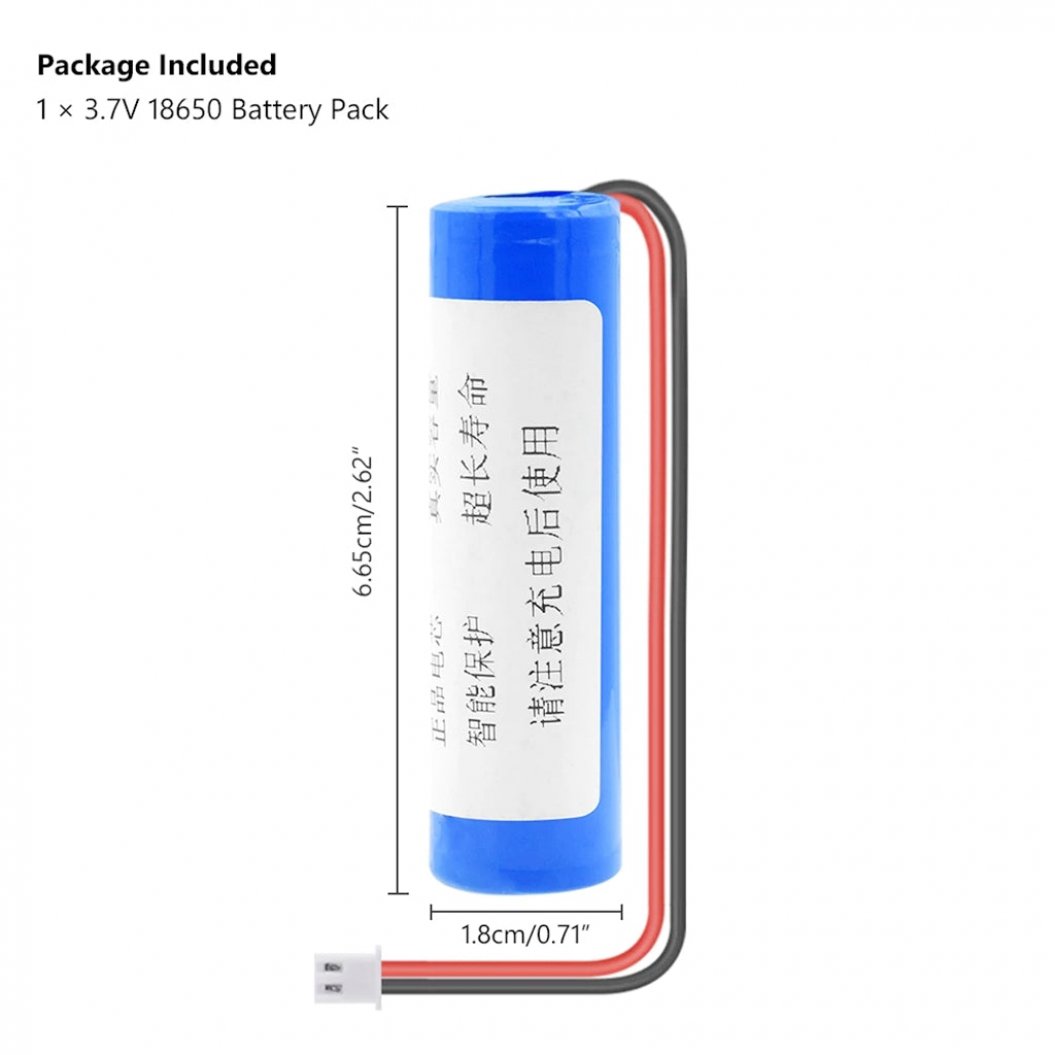 Bateria 3.7V 3000mAh 18650 Li-Ion Recarregável com Conector XH 2.54mm de 2 Pinos para RC Boat e Power Bank DIY