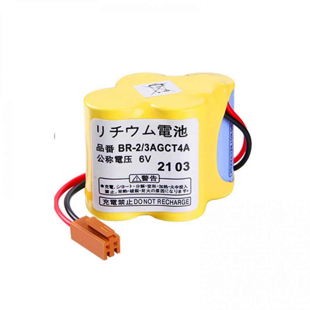 6V Li-Ion 4400mAh Spare Battery, Suitable for FANUC BR-2, 3AGCT4A PLC CNC 2-wire Connector