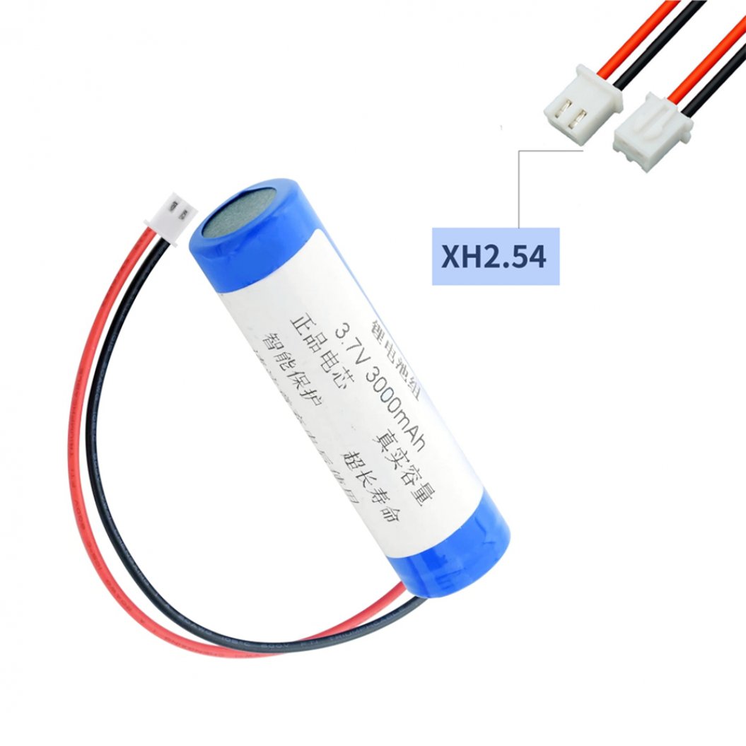 Bateria 3.7V 3000mAh 18650 Li-Ion Recarregável com Conector XH 2.54mm de 2 Pinos para RC Boat e Power Bank DIY