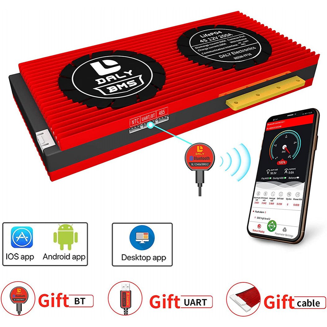 Placa BMS Daly Smart Lifepo 4S 12 V 200 A con Bluetooth 32130221