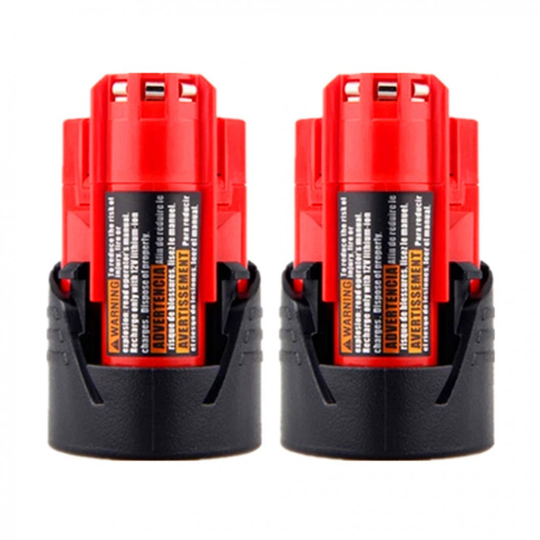 Lot de 2 pièces de rechange pour batterie Milwaukee M12 12 V 2000 mAh Lithium-Ion-Lithium 48-11-2401