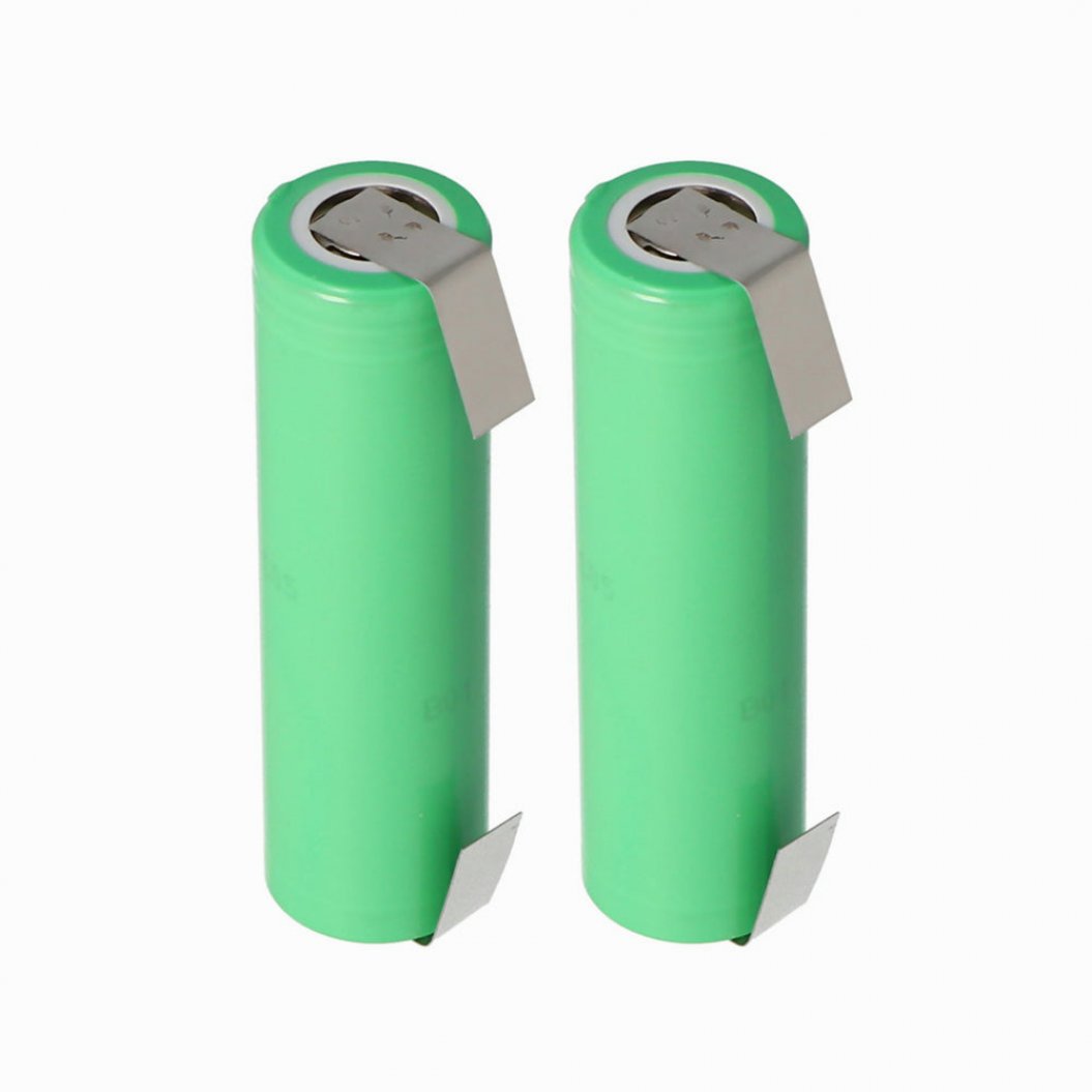 2packs INR18650-25R 2500mAh 3.6V-3.7V Unprotected with Solder Tag U Shape