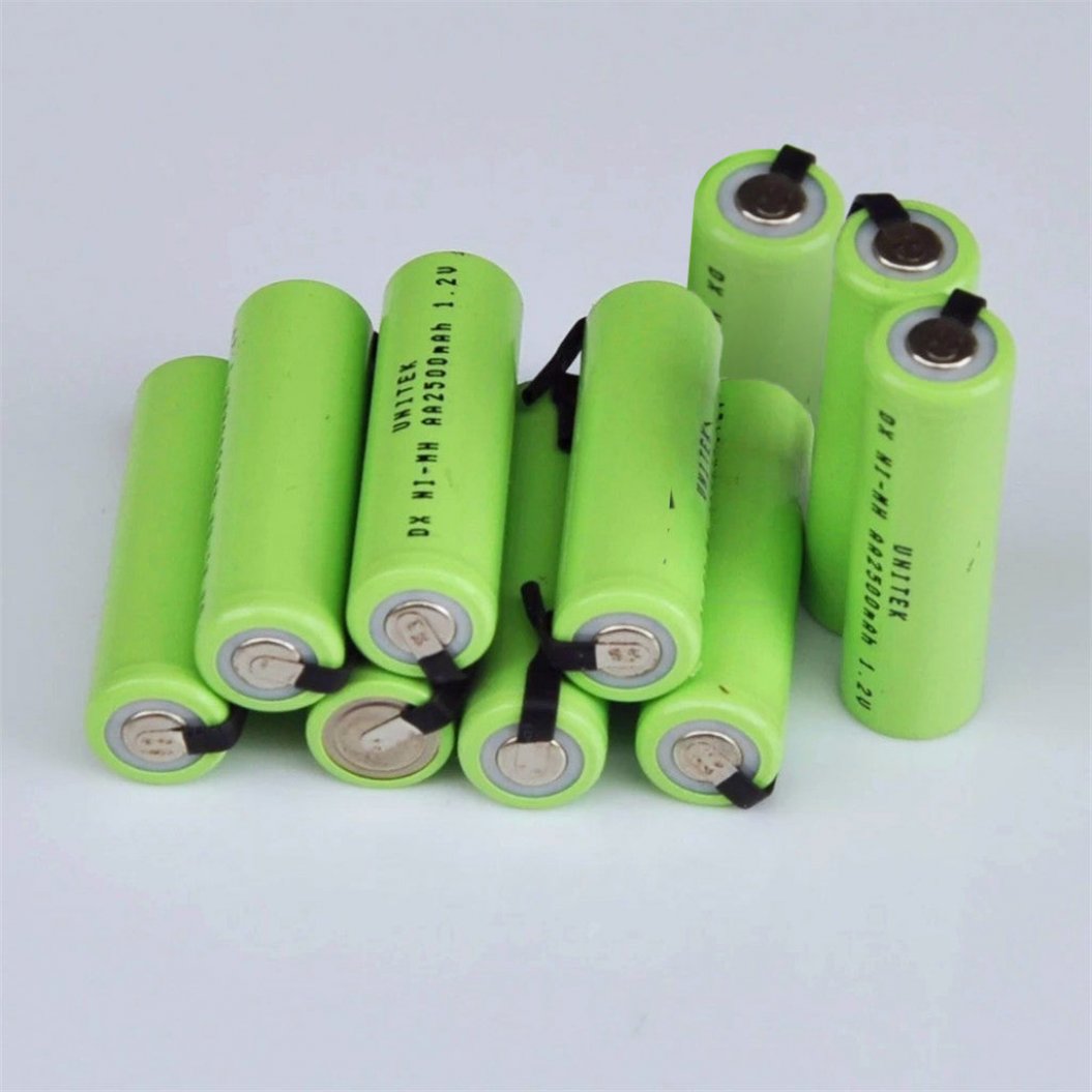 10 Peças de Baterias Recarregáveis Ni-MH 1.2V AA 2500mAh com Terminais de Solda