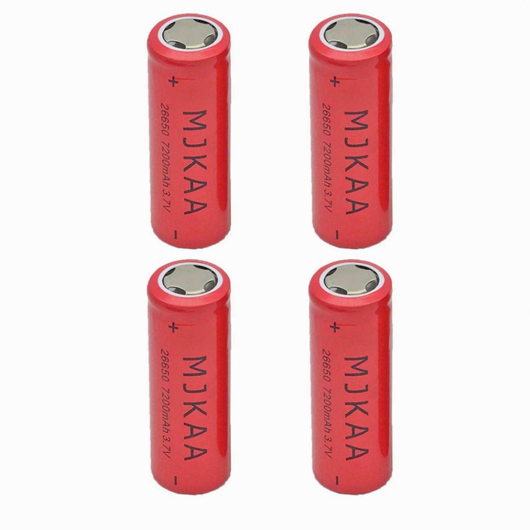 4PCS 26650 대용량 배터리 7200mAh 3.7V 26650 리튬이온 배터리 (새 제품, 플래시라이트용)