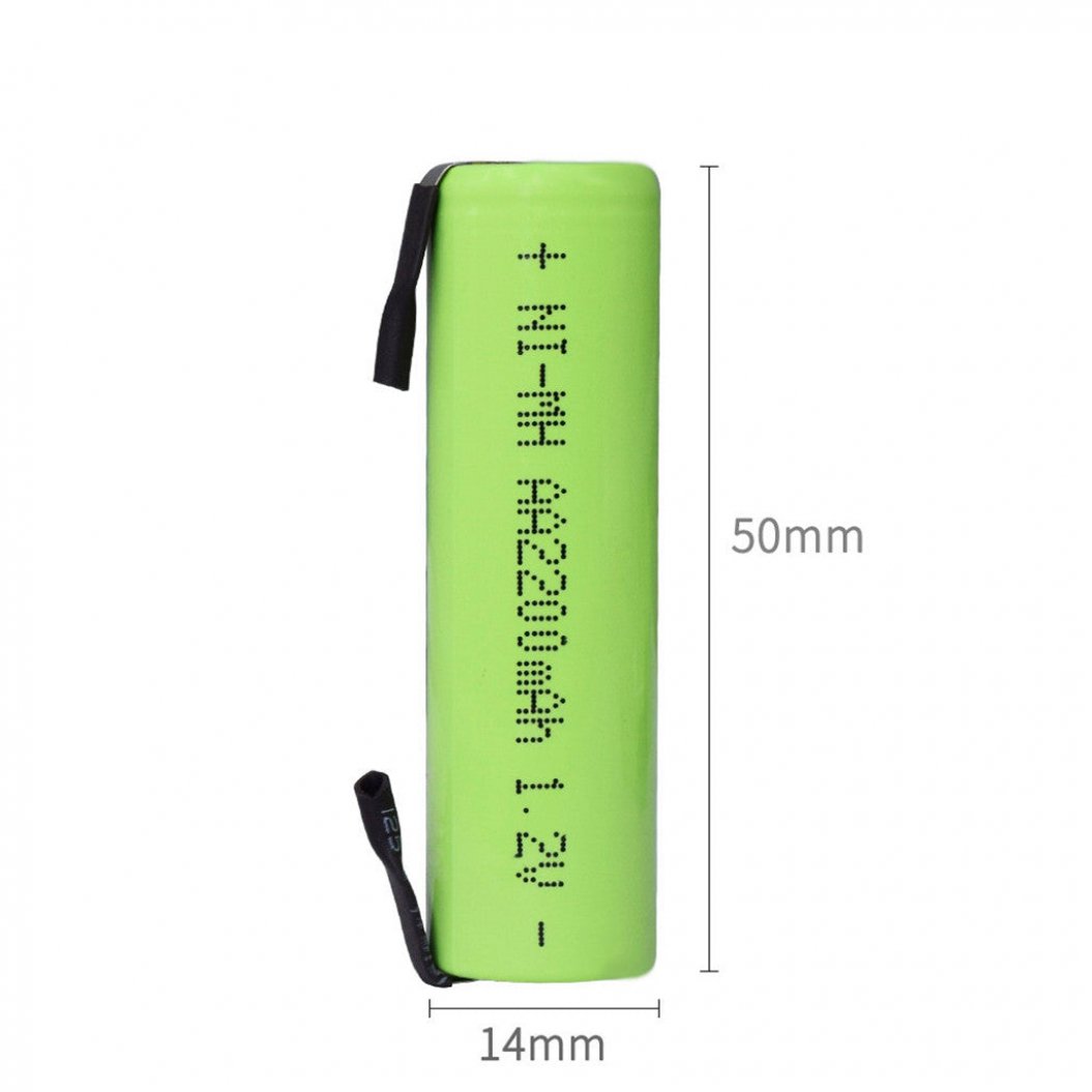 2 Peças de Bateria AA 1.2V 2200mAh NiMH com Aba de Soldagem para Aparador Elétrico e Escova de Dentes