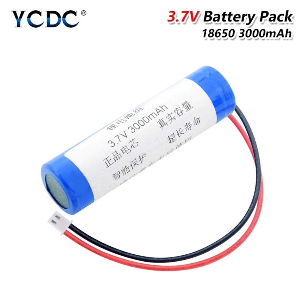 Bateria 3.7V 3000mAh 18650 Li-Ion Recarregável com Conector XH 2.54mm de 2 Pinos para RC Boat e Power Bank DIY
