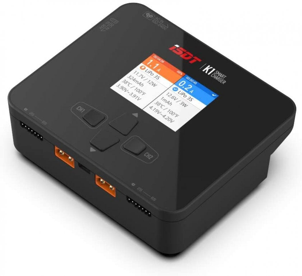 Cargador de batería K1 Lipo ISDT CA 100 W CC 250 W X 2 Cargador equilibrado de por vida Batería Lilon LiPo 1-6S LiHv Pb NiMH RC