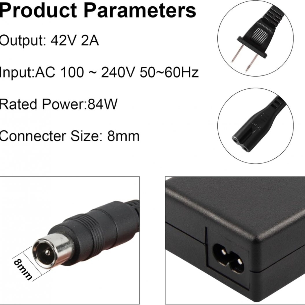 42V 2A Ninebot Electric Scooter Charger Round RCA Connector Compatible with 36V Li-ion Battery for Xiaomi M365 Segway